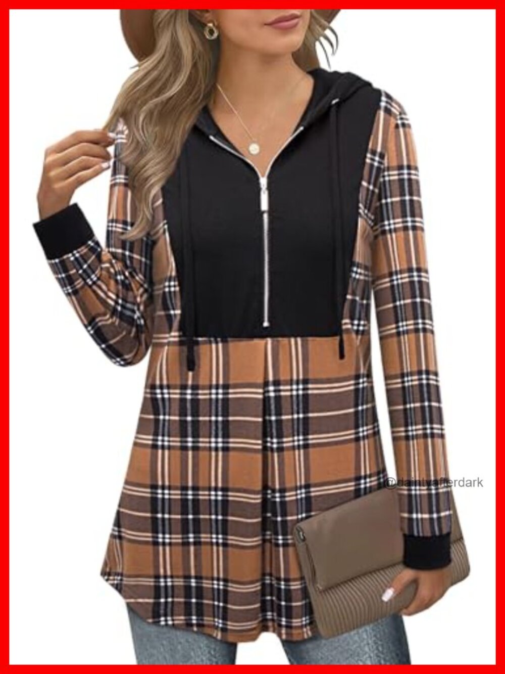 Quarter Zip Hoodie Pullover Long Sleeve Tunic Sweatshirt Drawstring